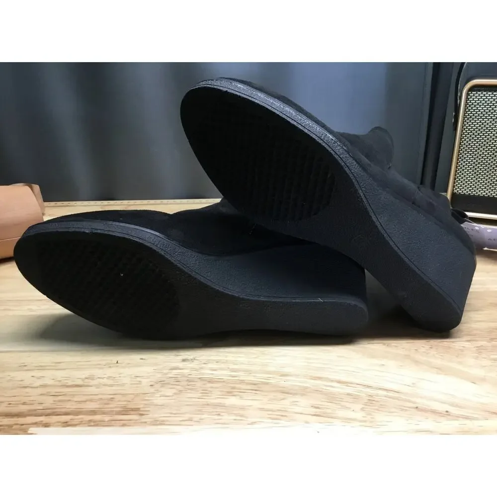 Aerosoles Brandi Women's 9.5 Black Wedge Heel Side Zip Round Toe Ankle Boots NWT